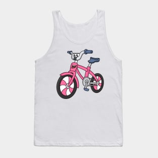 Cute pink kids bicycle cartoon illustration Tank Top